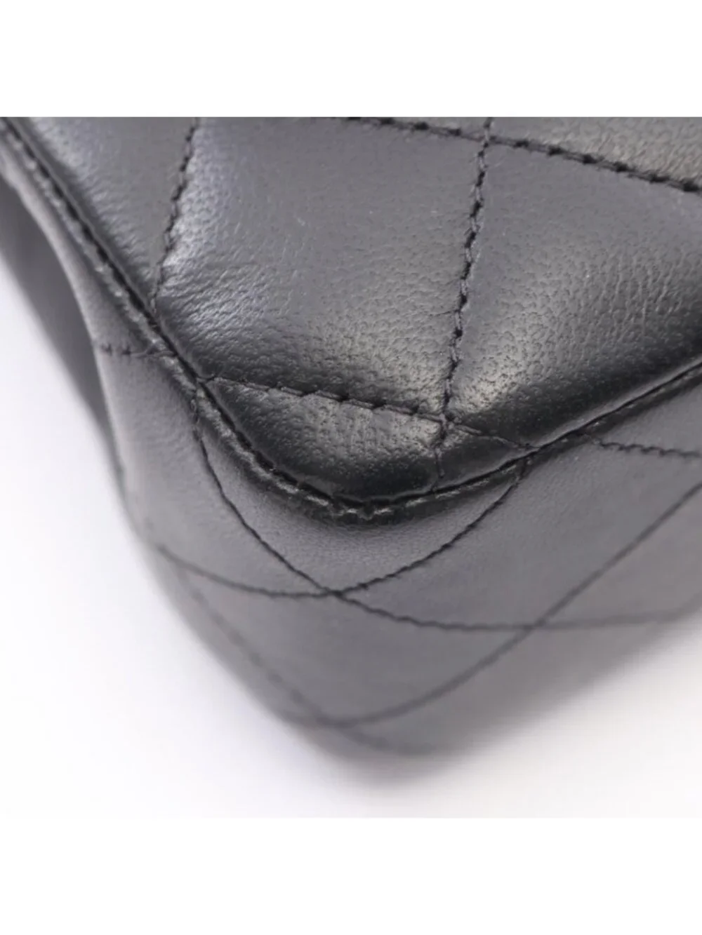 Chanel Shoulder Bag Quilted Double Flap Black White Lambskin Bicolor Chain